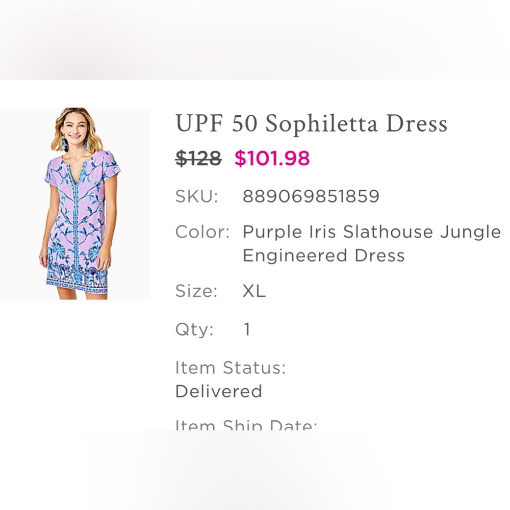 Lilly Pulitzer sophiletta dress Size XL. Never use but no tags ( I remove it )